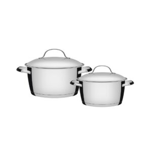 Jogo de Panelas Allegra em Aço Inox com Fundo Triplo e Tampas de Inox 2 Peças